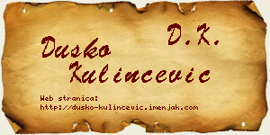 Duško Kulinčević vizit kartica